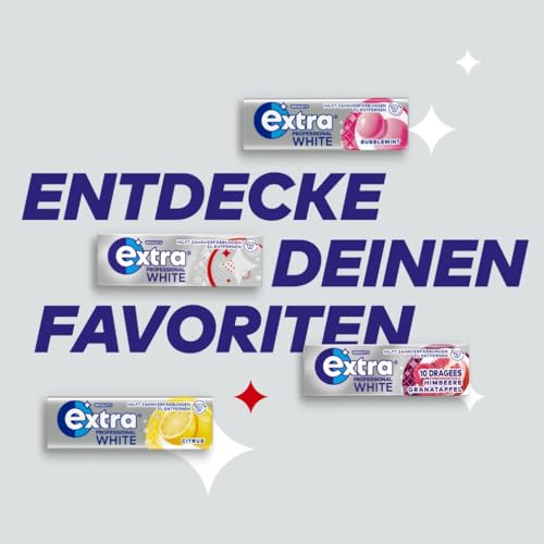 Extra Professional Kaugummi Zuckerfrei, White Granatapfel, 50 Dragees, Großpackung Chewing Gum, Xylitol Kaugummi ohne Zucke mit Granatapfelgeschmack Minz Frische (50 Dragees)