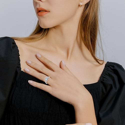 KQF Mothers Day Gifts for Wife Triple Moon Goddess Ring 925 Sterling Silver Adjustable Moonstone/White Opal Ring Moon Jewelry for Mom Women2