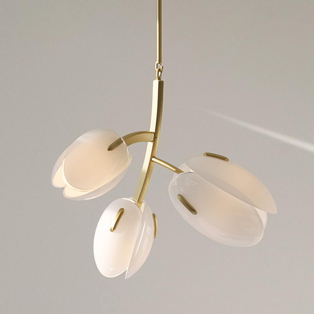 Luminaire suspendu salle à manger moderne 3 lumières blanc et or