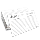 Nuah Prints Double Sided Recipe Cards 4x6 Inch, Set of 50 Thick Cardstock Recipe Cards with Lines, Easy To Write On Smooth Surface, Line Printed, Large Writing Space (Black and White)