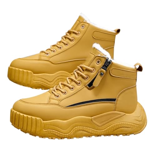 Bottes hiver homme chaudes chaussures décontractées lacets streetwear jaune