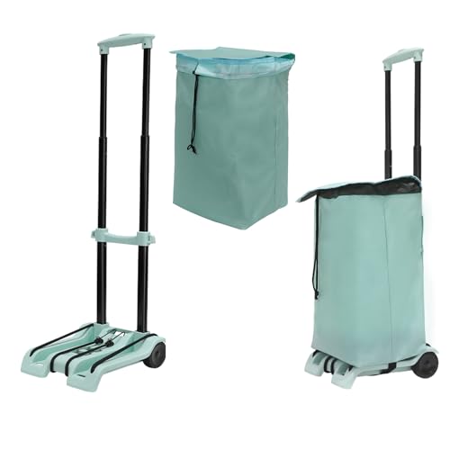Folding Hand Truck Dolly Luggage Cart Shopping Cart with Wheels Foldable Trolley Light Weight Sack Trolley(35KGS) Folding Trolley with Groceris Bag for Shopping Camping Airport Trip