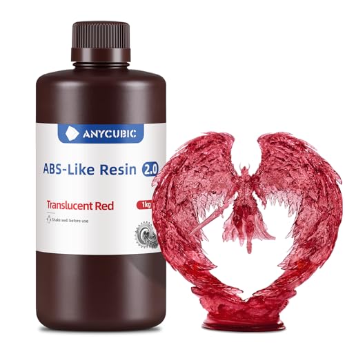 Image of ANYCUBIC 2nd Gen Resin Technology ABS-Like Resin 2.0, 3D Printer Resin with High Toughness, More Precise Details, Low Odor, Wide Compatibility for All LCD Resin 3D Printers (Clear Red, 1kg)