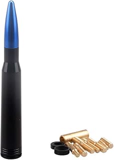 Blue Aluminum Antenna 50 Cal Bullet Shaped Billet Replacement Antenna Car Truck Radio Antenna Compatible with Ford F150 F250 F350 Super Duty Raptor Dodge RAM 1500 2500 3500 …