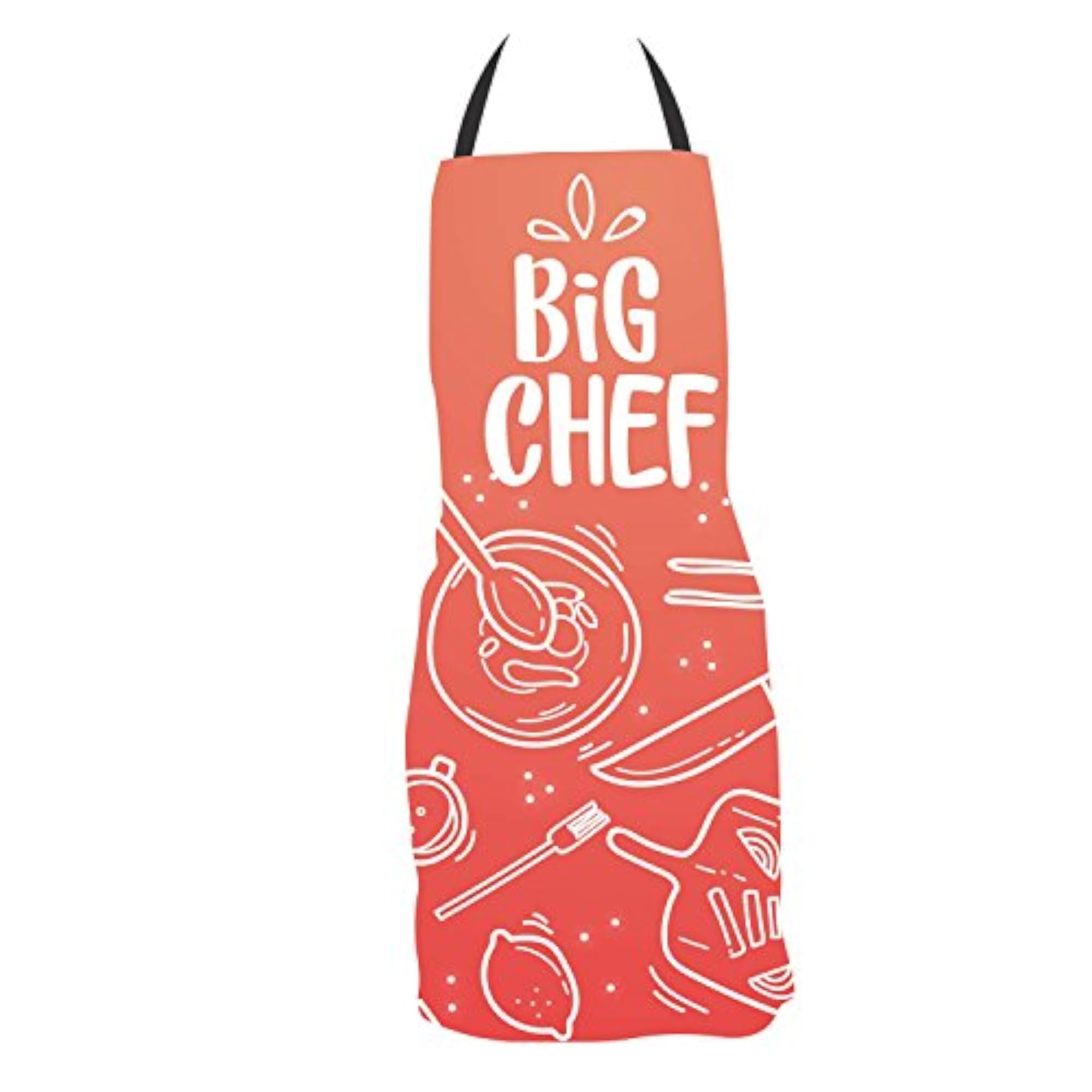 Big Chef Apron for Dad with Chef Hat, Gift for Him
