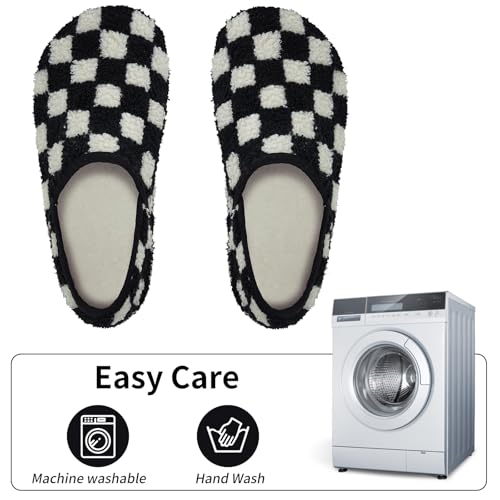 Image of WateLves Womens & Mens Lightweight Cozy Faux Furry House Slippers - Rubber Sole Slip On Sock Shoes - Foldable Travel Slippers - Indoor & Outdoor