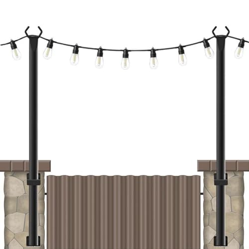 HEBEOT Lot de 2 tringles lumineuses de 1,2 m avec clip de fixation et base de suspension pour guirlandes lumineuses extérieures 42 x 8 x 8 cm