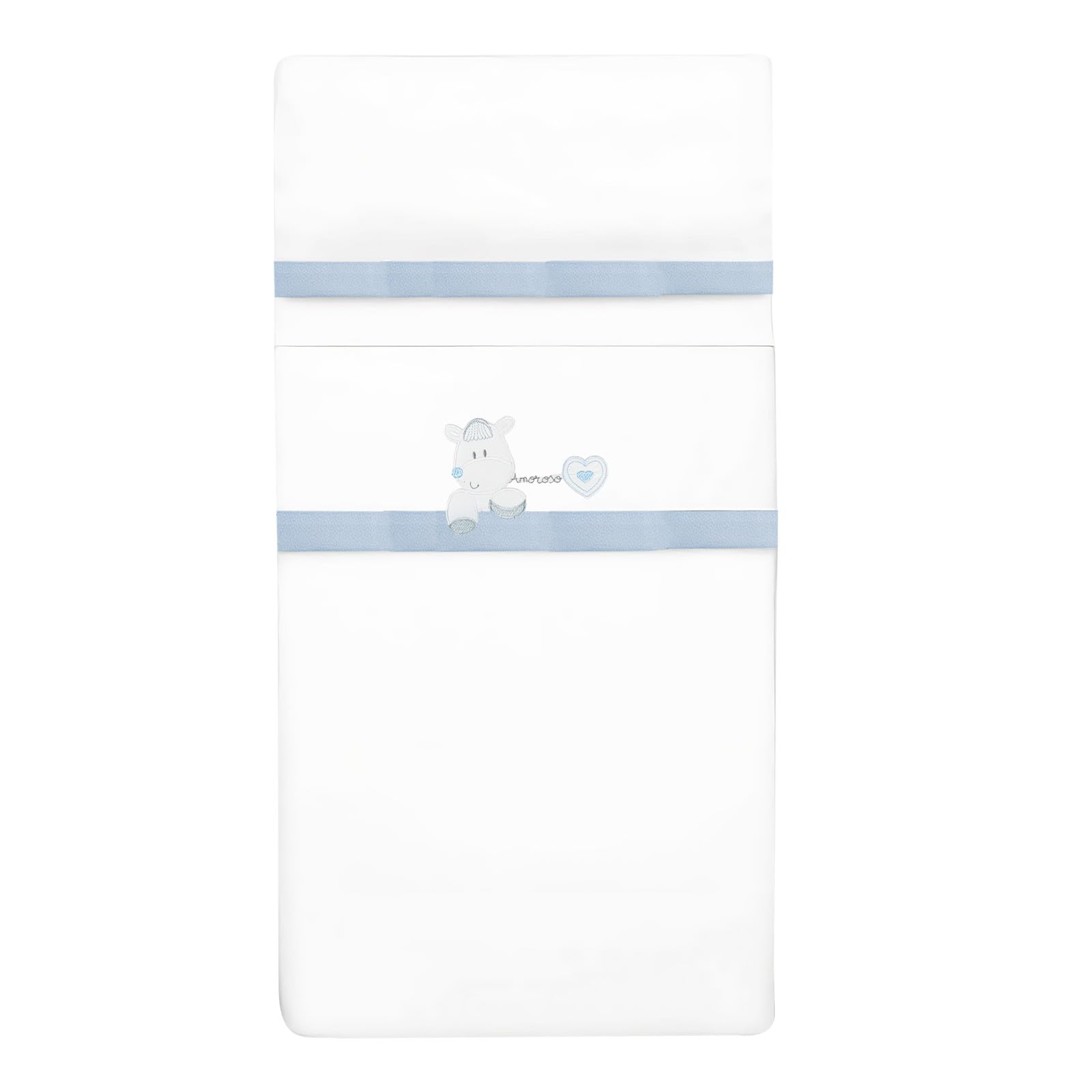 various Set Lenzuola Lettino Neonato 60x120 cm, 100% Cotone Extra Morbido, Include Lenzuolo con Angoli, Lenzuolo Sopra e Federa, Biancheria Letto Bambino Traspirante colore BCO/blu