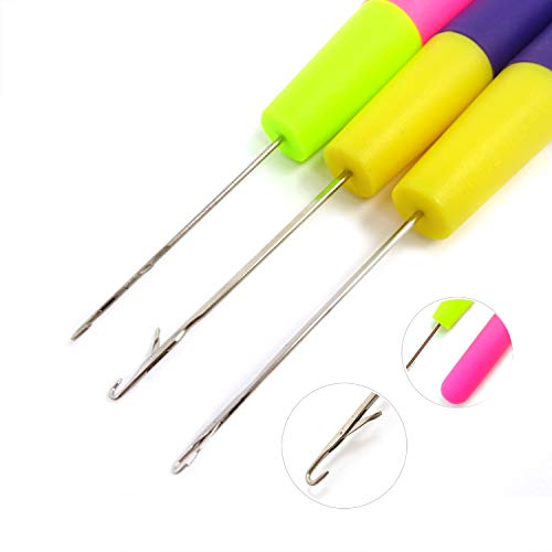 Honbay 6PCS 6.3inch Plastic Handle Latch Hook Crochet Needle Hair Hook Needle Knitting Tool - Thumbnail 4