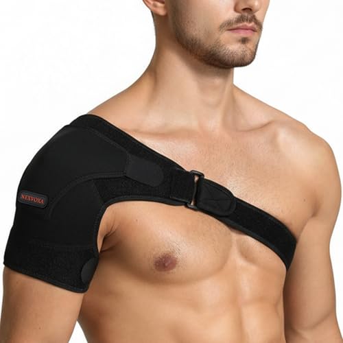 NEXVOXA 1 PC Shoulder Brace for Men and Women for Pain Relief - Shoulder Support & Compression Sleeve for Torn Rotator Cuff AC Joint Dislocation - Adjustable Design (Black Size S)