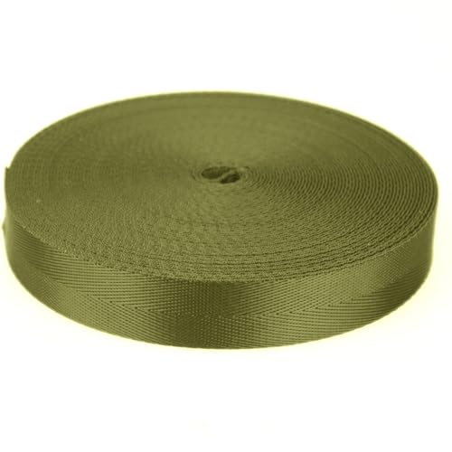 16 Yard Nylon Webbing Strap, Heavy Duty Nylon Webbing 1 Inch Wide Green Flat Webbing Strapping for Indoor or Outdoor Gear, DIY Crafting, Handles, Bag, Luggage, Slings