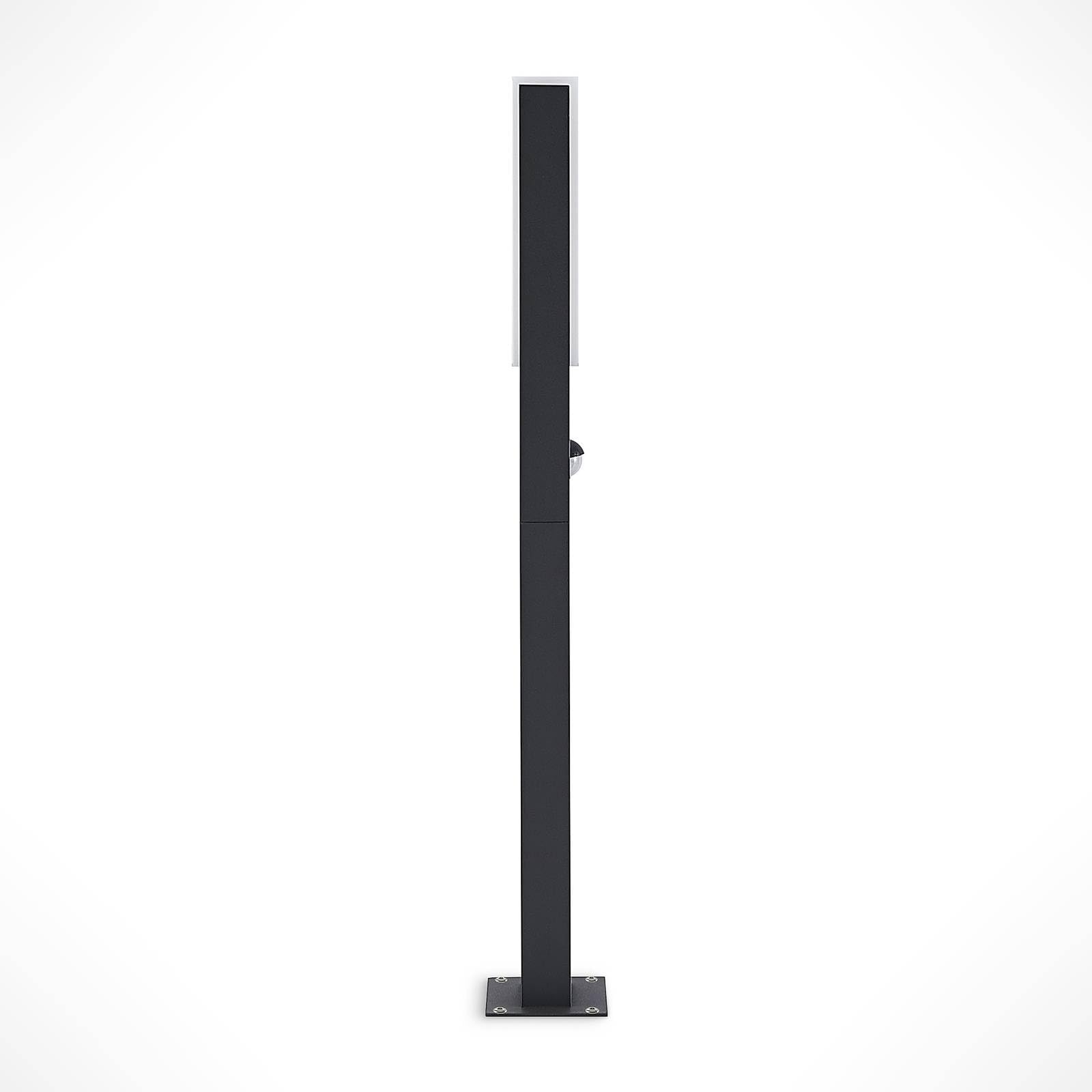 Lucande Bombillas LED baliza de jardín en grafito, blanco, con detector