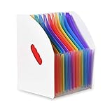 SAYEEC 13 Pockets Vertical Expanding File Folder Plastic Accordion File Organizer Desk Stand Magazine Holder Letter Size A4 Documents Storage Space Saver for Office Home Class