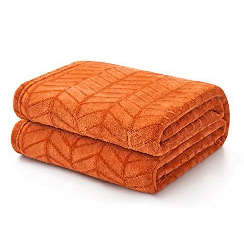 Excervent Soft Flannel Fleece Throw Blanket (Burnt Orange, 50X70 Inches) Lightweight Microfiber Chevron Pattern Blankets For Sofa, Couch, Bed - Fluffy Warm Cozy Decorative #TOP6