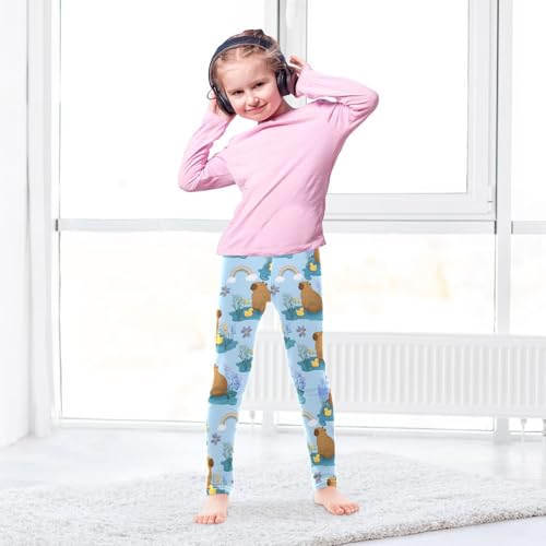 ALAZA Girls' Leggings Children's Yoga Pants Skinny Printed Dance Duck Capybara Lovely Comfortable 4T3