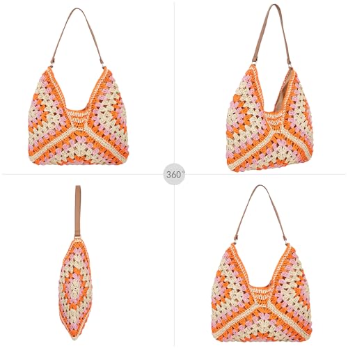 Women Large Stripes Straw Woven Shoulder Bag Tote Top-handle Bag3