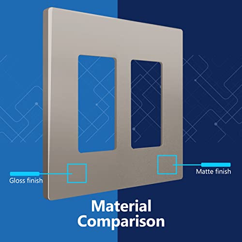 Image of LIDER Decorator Switch Cover, Screwless Wall Plate, Mid-Size 2-Gang 4.88 inch x 4.92 inch, LSWP-32M-NK, UL Listed, Thermoplastic, Matte Nickel, 1-Pack