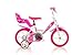 DINO CITY 124RLN 12 pouce KIDSBIKE fille- vélo, bicyclette, enfant-velo, bécane, vélocipède, rouler en vélo, faire du vélo..blanc-pink..pannier-avant..porte-poupee stabilisateurs..gardeboue.. 12pouce 2-5 ans 85-110cm