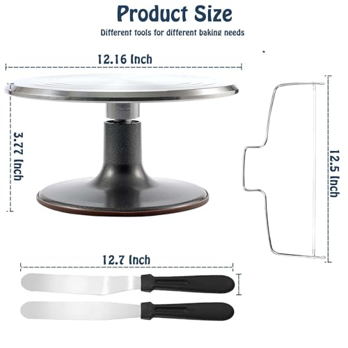image for Jninexiu Cake Decorating Supplies Kit, 12 Inch Aluminium Cake Turntabl