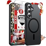 LeYi for Samsung Galaxy S25-FE Case: [??? ??? ??? ??] Compatible with Mag-Safe with Screen Protector, Military-Grade Matte Translucent Soft-Touch Skin Funda para S25FE S 25 FE, Black