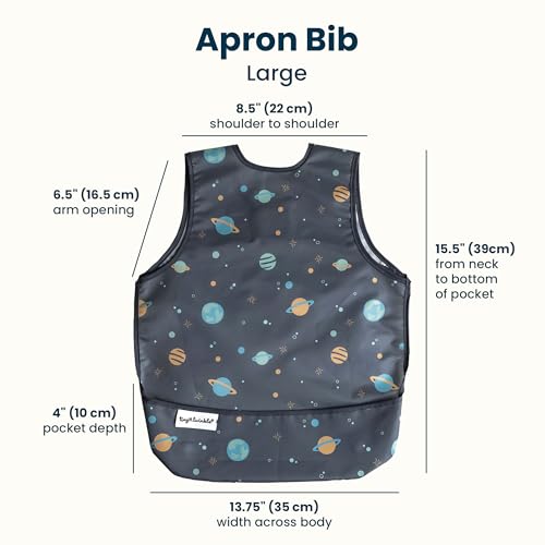 Image of Tiny Twinkle Mess Proof Baby Bib for Boys | Waterproof Toddler Bib for Eating | Baby Apron for Feeding, Machine Washable | Perfect Shower Gift (Space, 2-4Y)