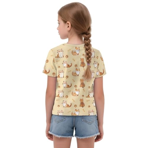 Cute Girls Tie Front Top Short Sleeve T Shirts Round Neck Tees Summer Clothes for Kids 5-12T2