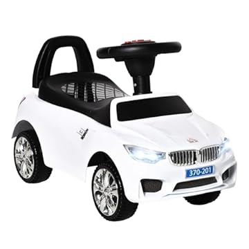 HOMCOM Ride on Car Baby Toddler Walker Foot to Floor Sliding Car Slider w/Horn Music Working Lights Storage for 1.5-3 Years Old, White