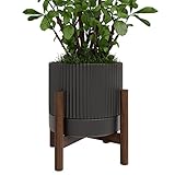 Carrward Ceramic Planter Pots Indoor with Drainage Hole & Saucer,Including Stand,6.3 Inch Mid-Centur
