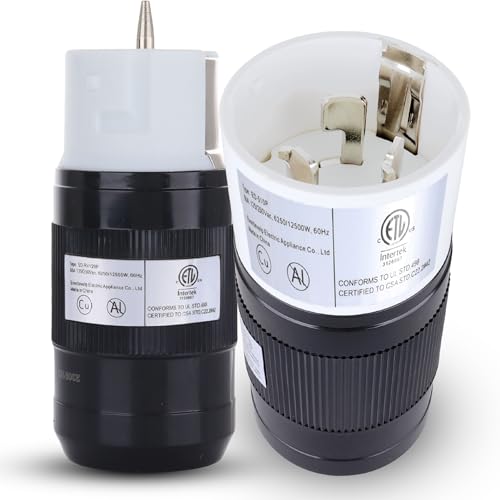 Shopcorp - 50 Amp Generator Plug (Female & Male) (2 Pack)50 Amp Generator Connector 125 Volt/250 Volt CS6364 Shopcorp 50A Twist Lock RV Plug - CS6365 Twist Lock Adapter 12500 Watts 3 Pole 4 Wire