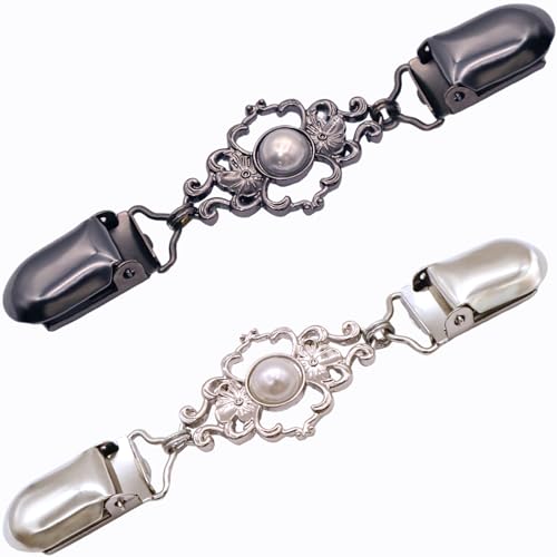 2Pcs Cinch Clip Waist Cincher Clips for Women Retro Sweater Shirts Shawl Dress Back Cinch Clips(Retro Flower Style