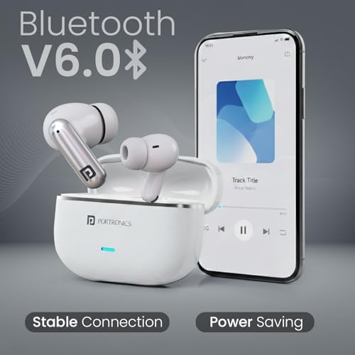 Image of Portronics Twins One Plus in Ear TWS Earbuds with Game & Music Mode, Upto 30 Hours Playtime, 13mm Dynamic Driver, Soft Touch Control, Voice Assistant, Light Weight, Type C Fast Charging (White)