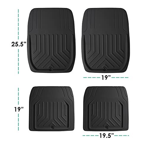 Image of FH Group Faux Leather Deep Dish Car Floor Mats - Trim-to-Fit, Universal Fit Full Set Automotive Floor Mats for Cars, SUVs & Trucks, Durable All-Weather Interior Protection, Black
