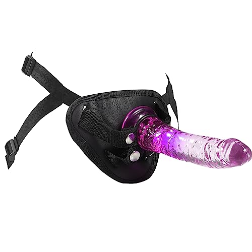Strap on Dildo with Harness Wearable Realistic Silicone Dildo Adult Sex Toy for Female Masturbation Women Lesbian Couples and Gay (Purple)