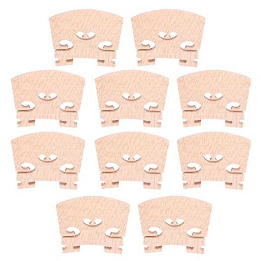 TUOREN 10 Pack 3/4 Maple Primary Color Violin Bridge for Violin Parts Music Instrument Replacement