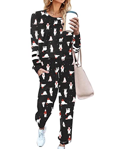 Image of Ekouaer Sweatsuits Womens Loungewear Set Tracksuit Long Sleeve Pajamas Set with Pockets 2 Piece Outfits Lounge Sets
