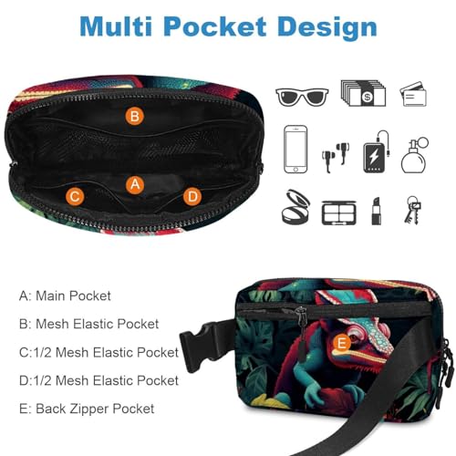 Cinturón de bolsillo con correa ajustable y estampado de gato multicolor 5