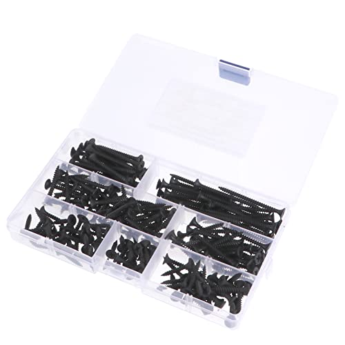 MUCKLILY Mounting Screws Set 220pcs Fast Self Tapping Screws Drive Coarse Thread Black for Home Professional