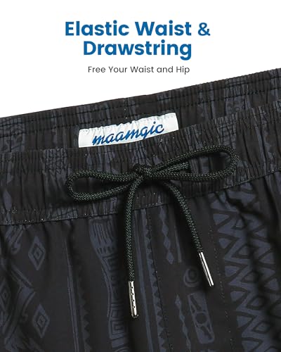 Image of maamgic Mens Swim Trunks with Compression Liner 5 Inch, Quick Dry Bathing Suit with Zipper Pockets, No-Chafing Swim Shorts