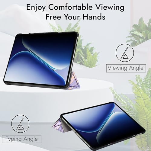 Image of Robustrion Cover for OnePlus Pad Go 2 12.1 inch Cover Case, Trifold Cover Case for OnePlus Go 2 Tablet Cover [Auto Sleep Wake Support] - Marble Lilac