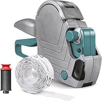 Original Meto Basic S Preisauszeichner Set – Preis, Datum, MHD (1-zeilig, 8-stellig für 22 x 12 mm Etiketten, sofort einsatzbereit), 1x Handauszeichner, silber-teal