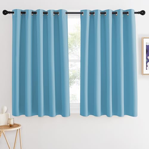 NICETOWN Blackout Curtains 54 Inches Long, Thermal Insulated Room Darkening Curtains for Bedroom, Window Treatment Drapes for Living Room Nursery (W66 x L54 Inch, Teal Blue, 1 Panel)