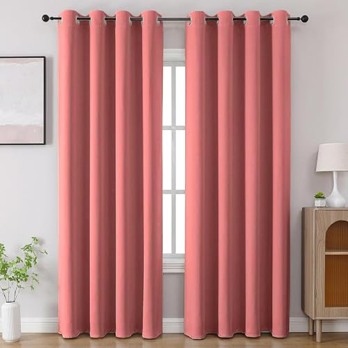 Image of Cortina 80-90% Blackout Solid Window Curtains 6 Feet Set of 2 - Thermal Insulated | Curtain for Living Room | Drapes for Bedroom | (6 Feet, Dusty Rose /Muted Mauve)