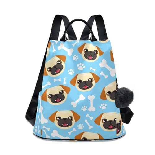 Sac à dos carlin femme bleu antivol pour ordinateur et cours