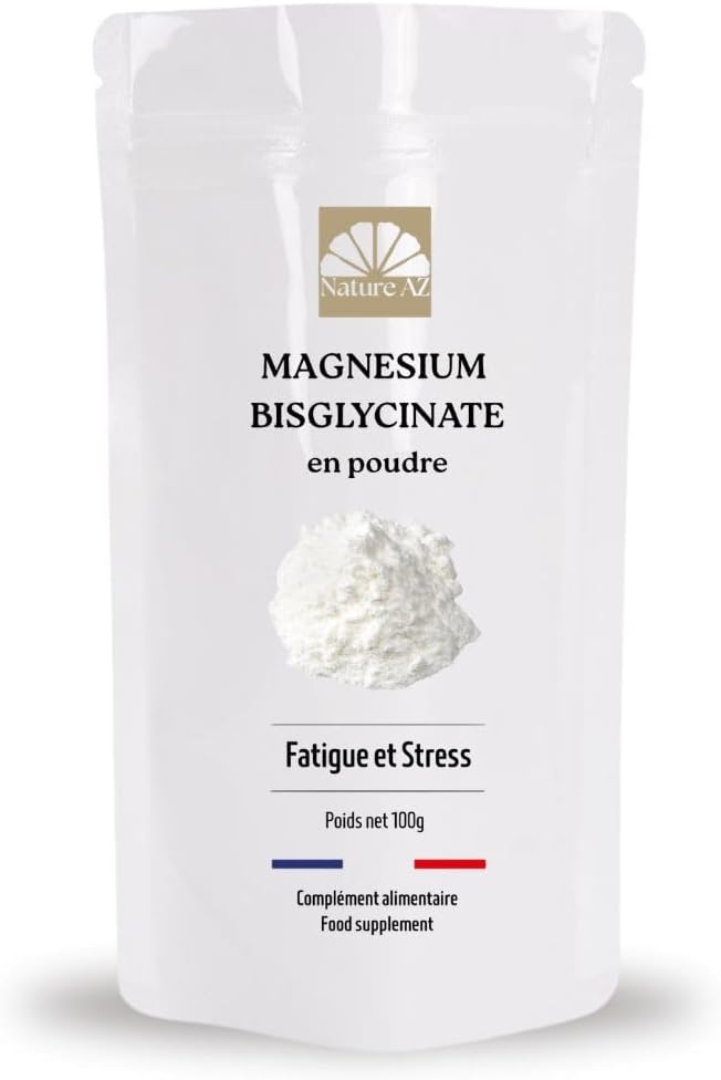 Magnesium Bisglycinate Powder – Highly Assimilable – Sport, Stress, Cramps – No Vitamin B6 – No Additives – Free Dosage – 100 g – French Laboratory
