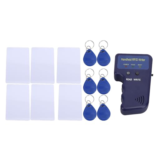 ciciglow RFID-Kopierer, Tragbarer 125-kHz-RFID-Kopierer, Lesegerät, Tragbarer Ausweis-Kopierer + 6 IC-Karten + 6 Beschreibbare Schlüsselanhänger