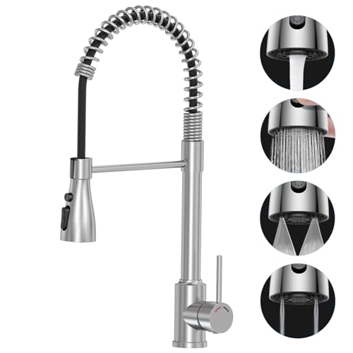 SREWOHS PRO Rubinetto Cucina con Doccetta Estraibile, Acciaio Inox Girevole a 360°