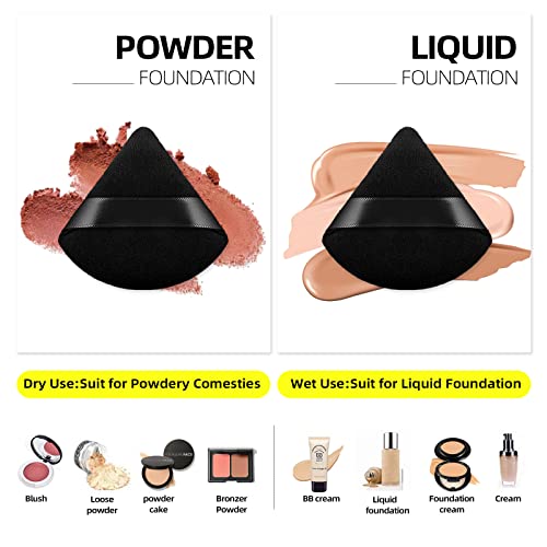 10 Pieces Powder Puff Triangle Powder Puff Makeup Puff Setting Powder Puff For Face Body Loose Powder Cosmetic Foundation Mineral Powder Wet And Dry Soft Cotton Makeup Tool - Black #TOP2