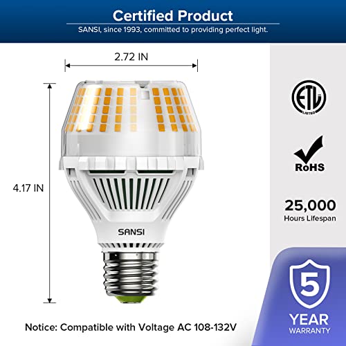 Sansi Dimmable Led Light Bulb 150 Watts Equivalent, A19 2500 Lumens 3000K Soft White Light Bulb, E26 Base, 22.5 Years Lifespan, 17W Energy Saving Light Bulbs For Living Room Bedroom Kitchen #TOP5