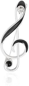 Fashion Music Note Brooch With Rhinestones - Silver Treble Clef Flower Pin For Women, Wedding, Concert Gift