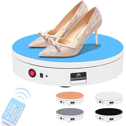 BAOSHISHAN Rotating Display Stand Electric Rotating Turntable Remote Control Photography Turntable 100KG Load Motorized Turntable 360º Rotating for Product Display 30CM 220V White Cover